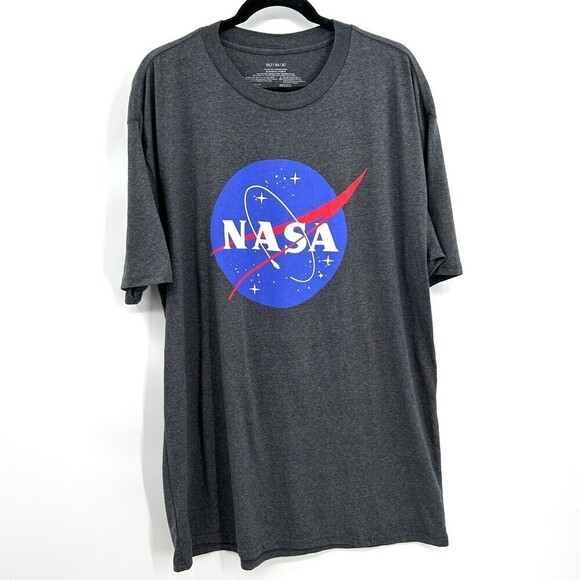 NASA Gray Blue Red Graphic Print Comfy T-Shirt Size 1X - Picture 1 of 4